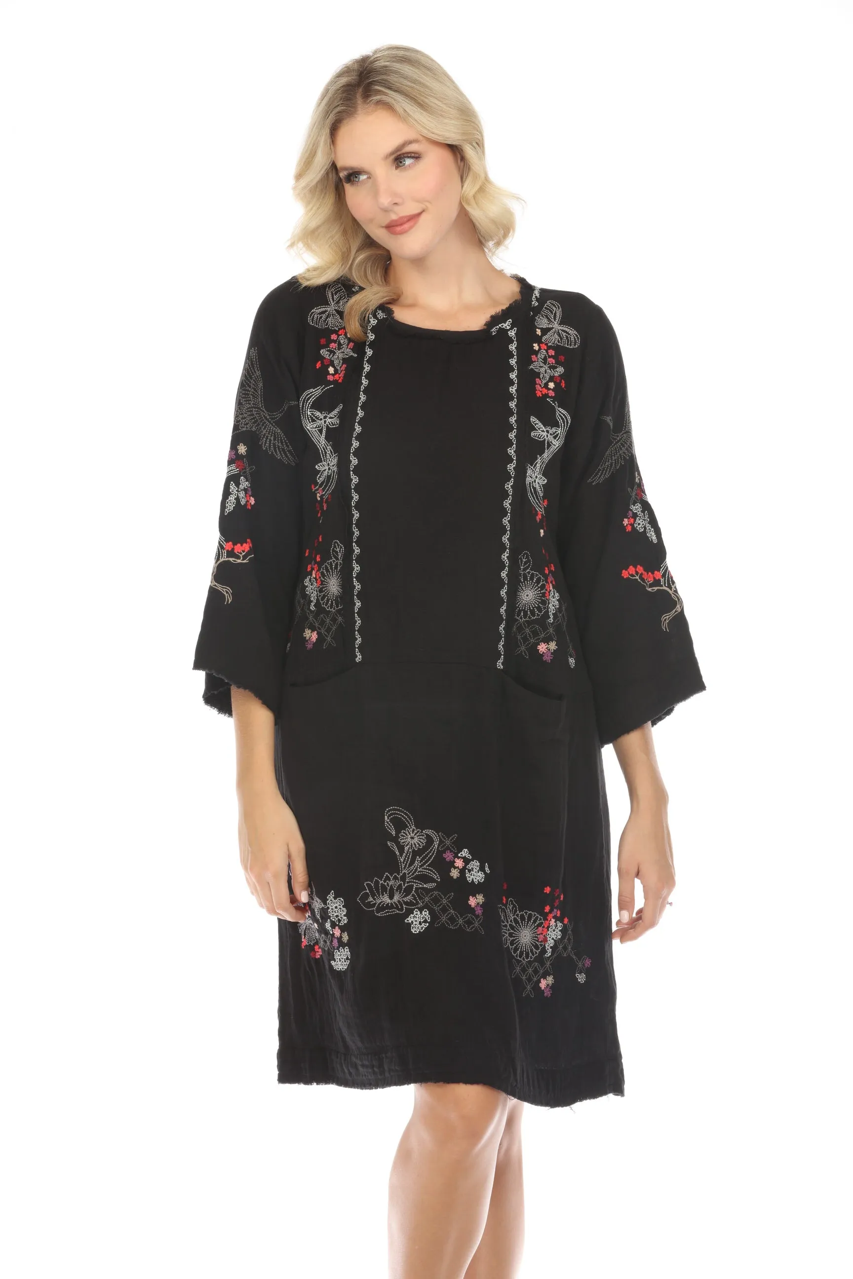 Johnny Was Biya Luciana Embroidered Shift Dress Boho Chic B39024