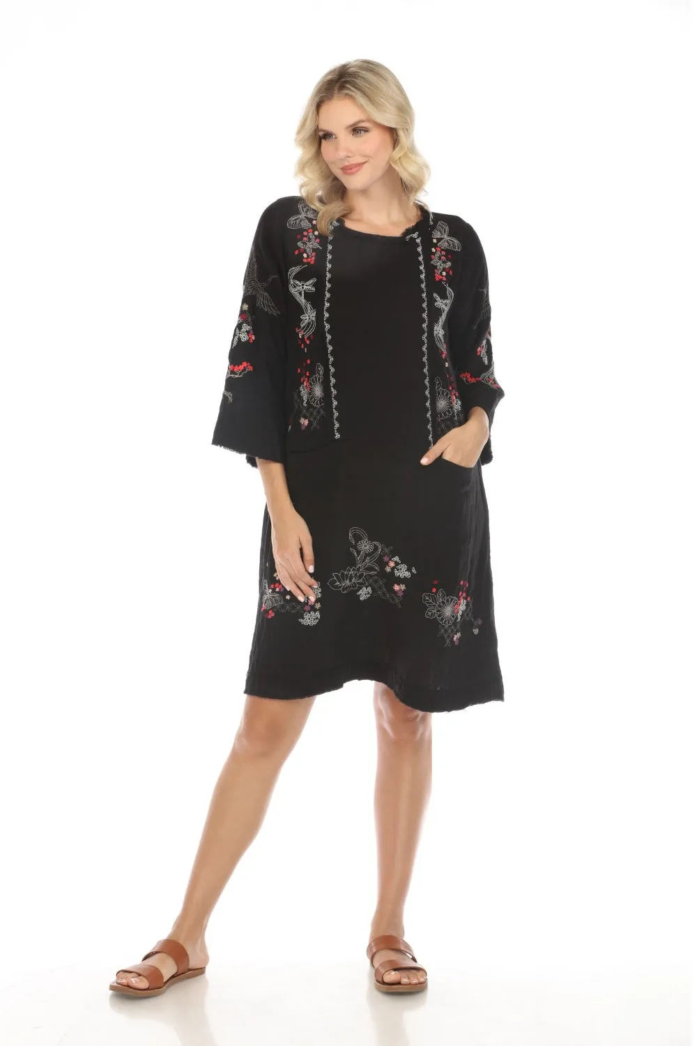 Johnny Was Biya Luciana Embroidered Shift Dress Boho Chic B39024