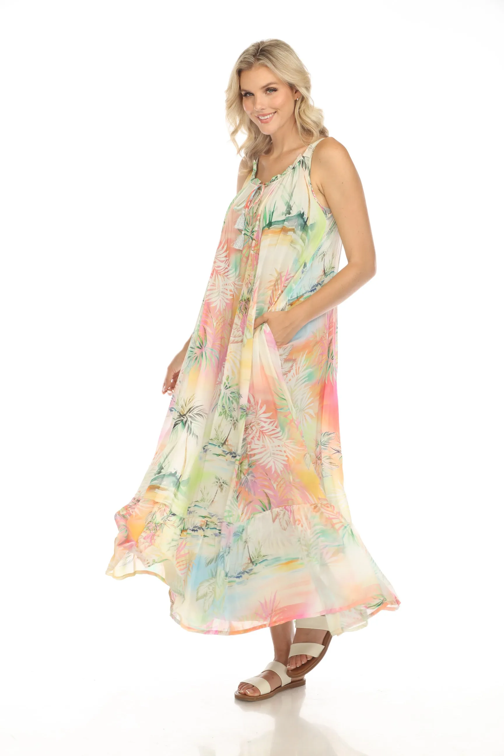 Johnny Was Bobbie Tropical Print Maxi Dress C33424A5 Boho Chic