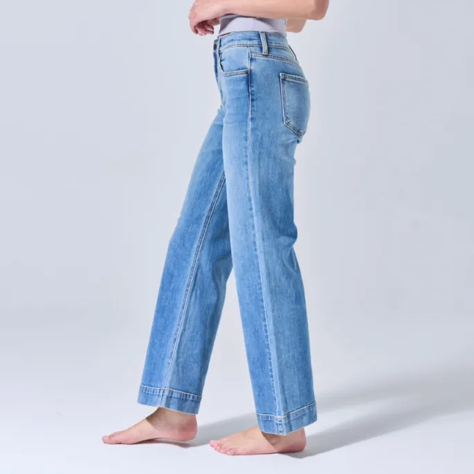 Kacey High Rise Slim Wide Medium Wash Jeans