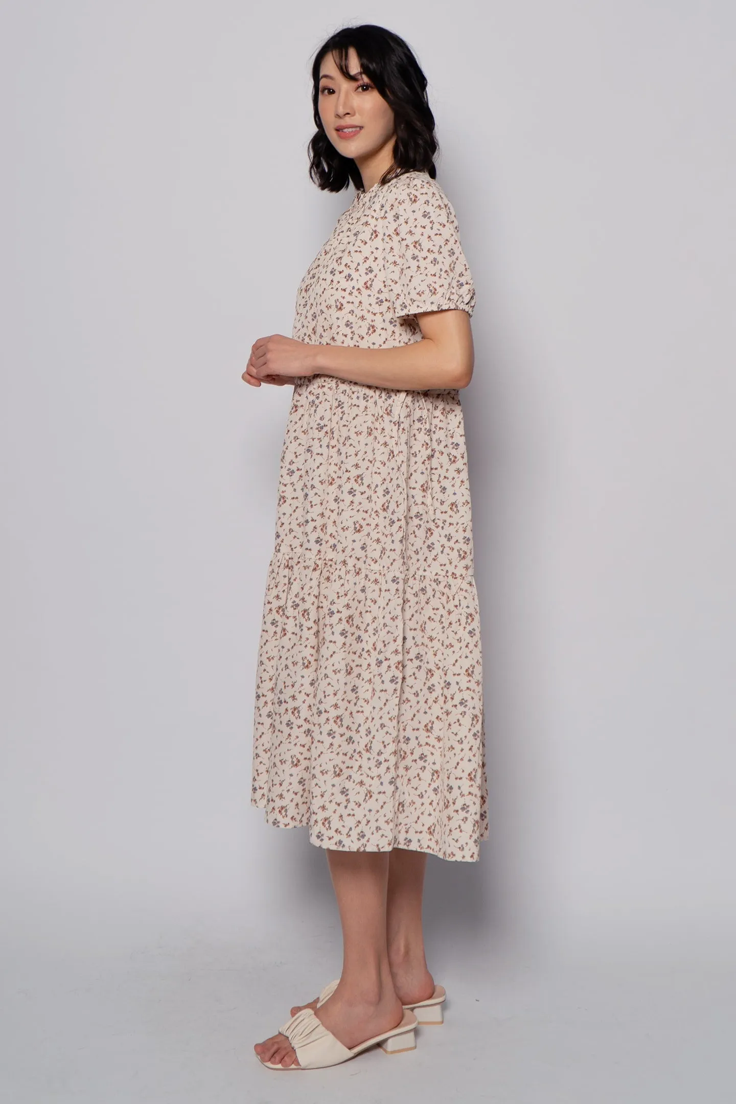 Kalila Floral Dress in Cream