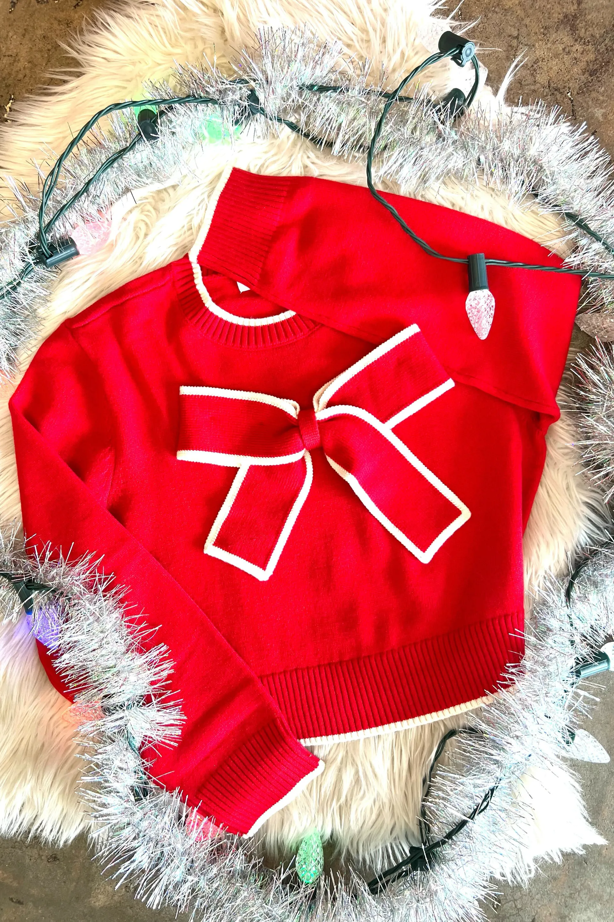 Kara Long Sleeve Sweater With Bow