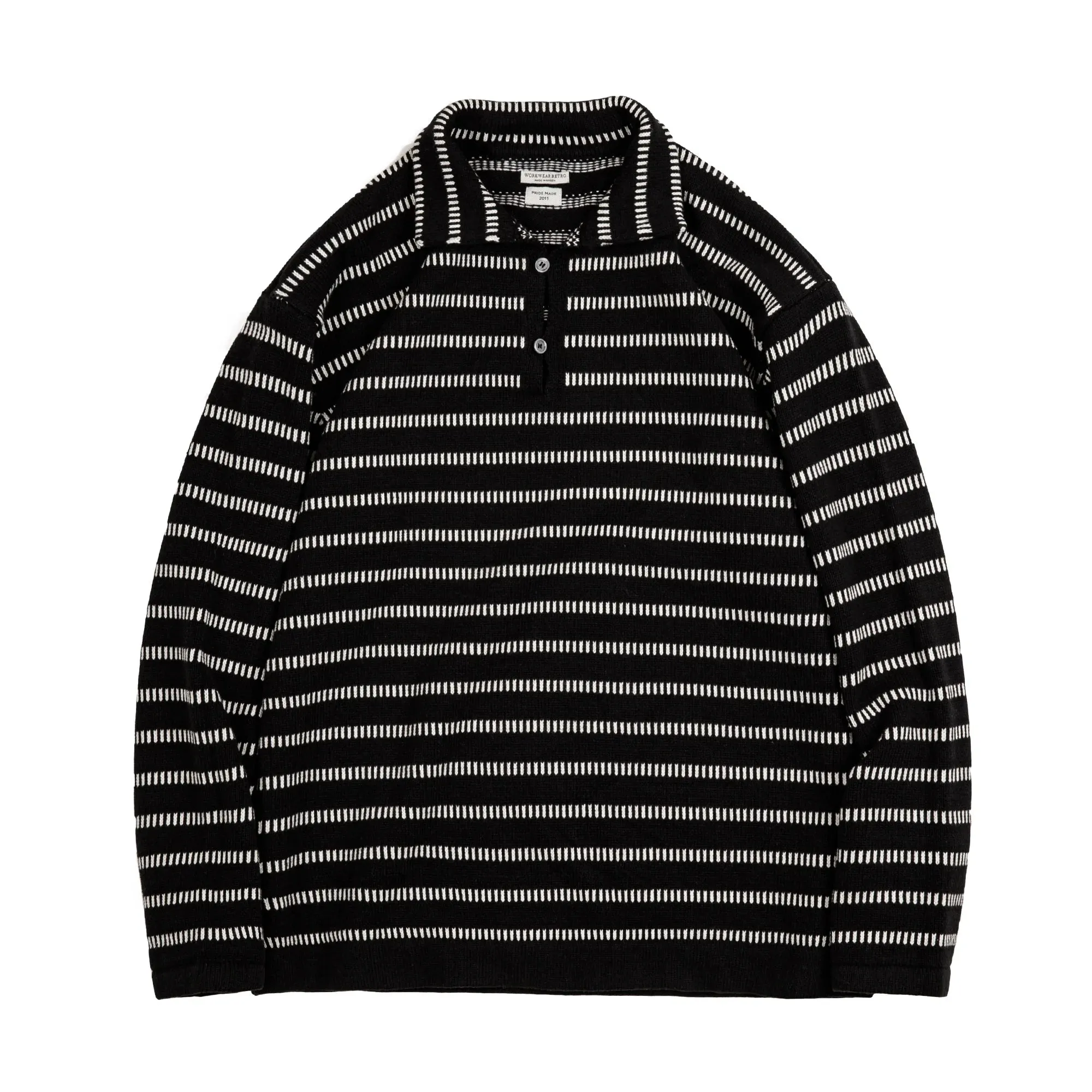 Knitted Striped Polo Sweater with Lapel - Men's Casual Color Collision Jumper