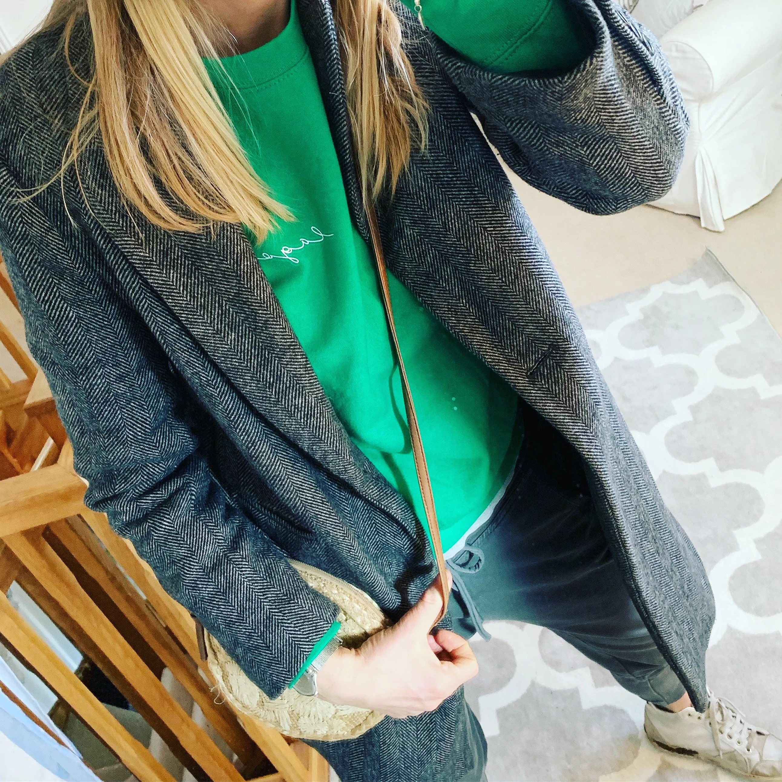 LAGOM on bright green sweatshirt