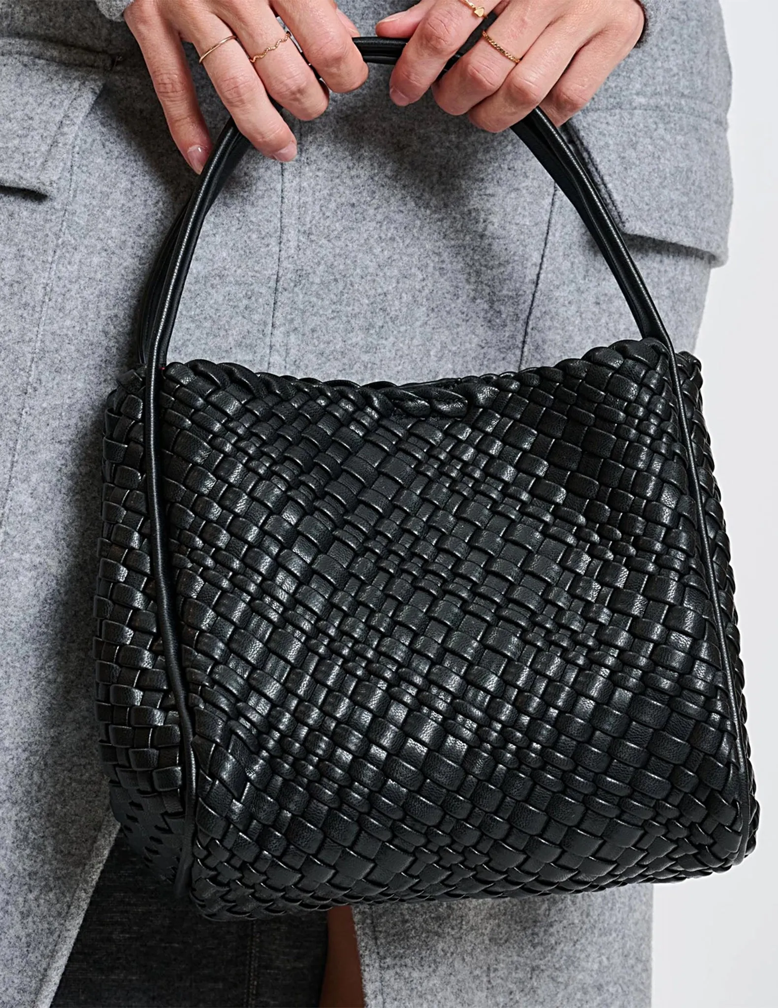 Lenox Black Woven Handle Bag