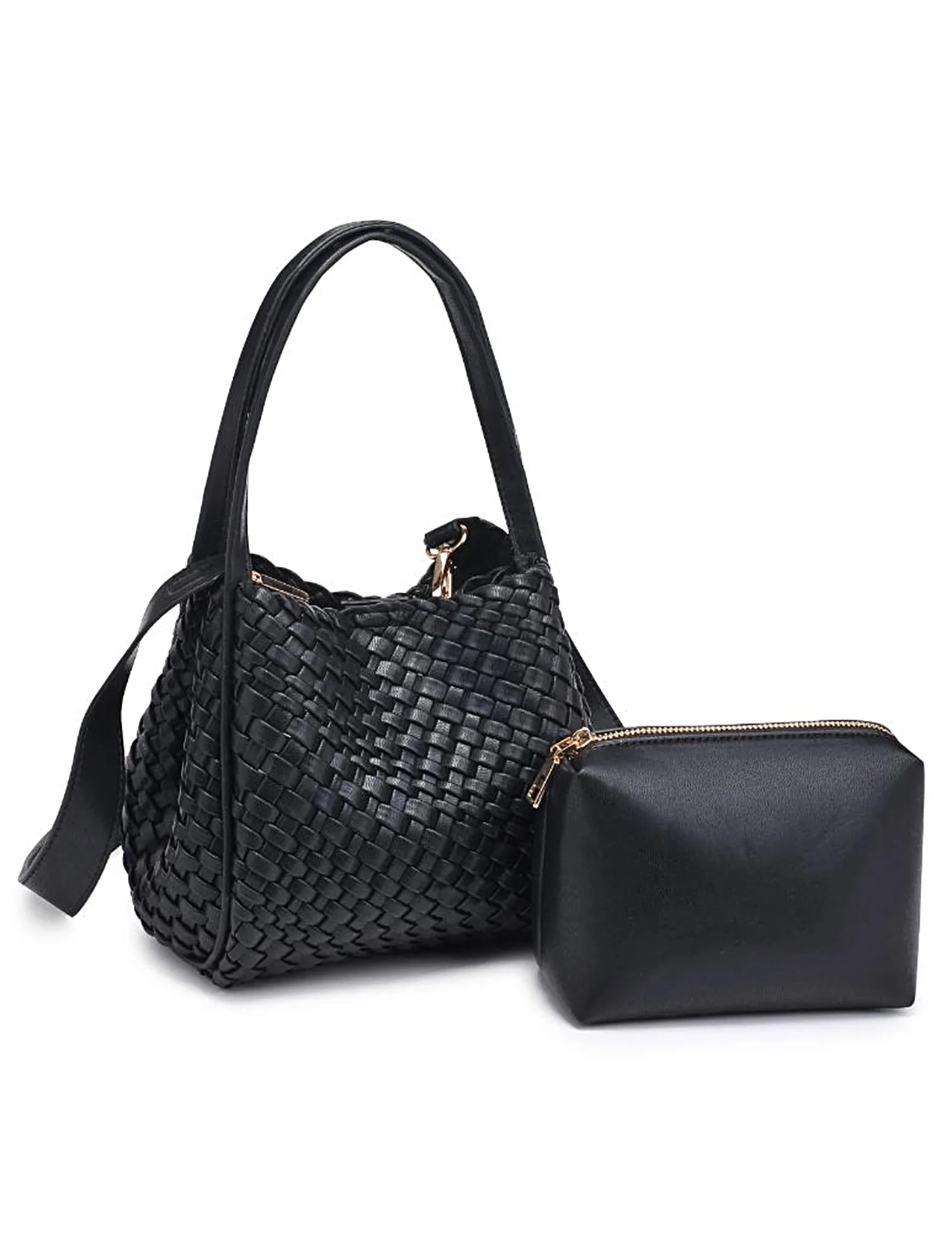 Lenox Black Woven Handle Bag