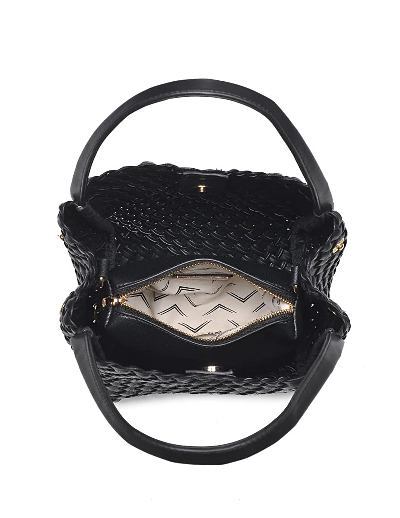 Lenox Black Woven Handle Bag