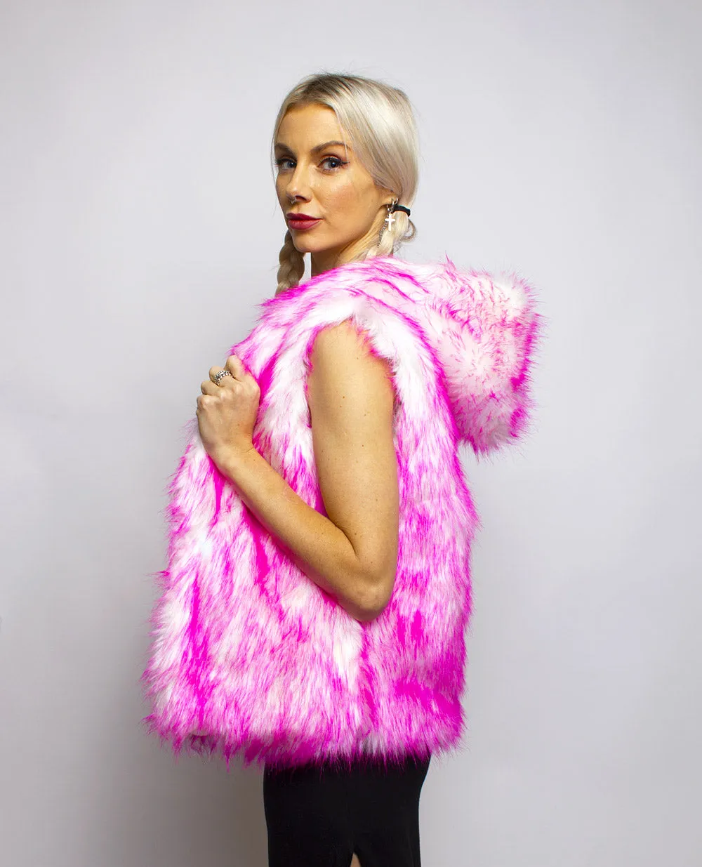 LIGHT UP FUR GILET SHORT