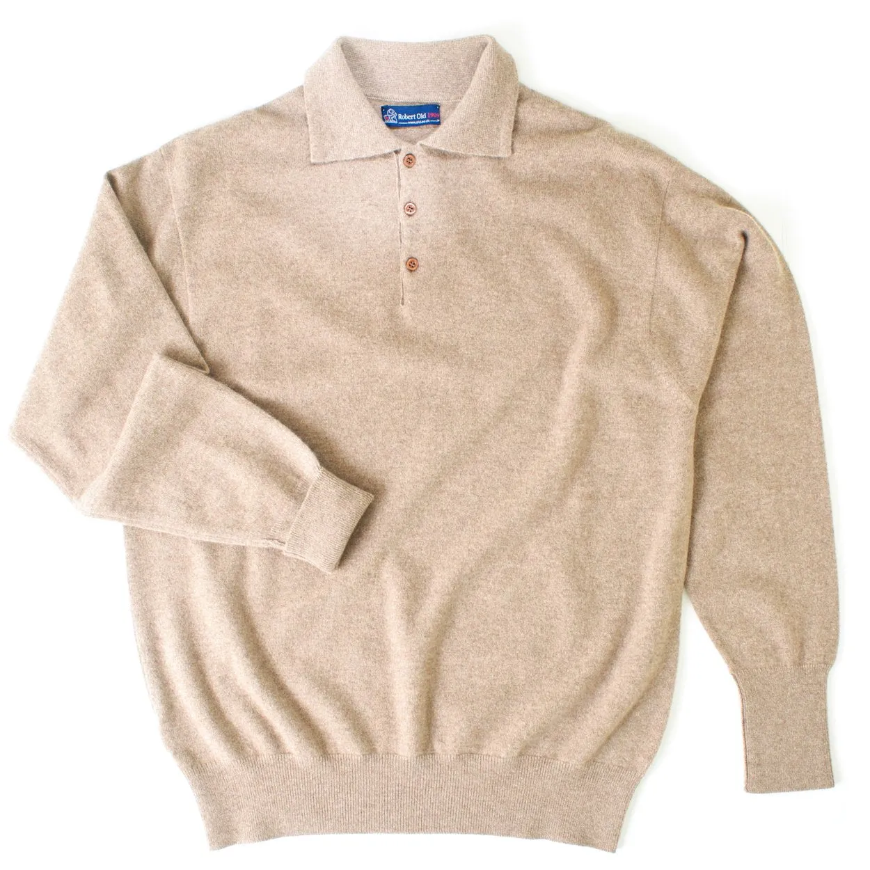 Linen Oban 3 button 2ply Cashmere Polo Sweater