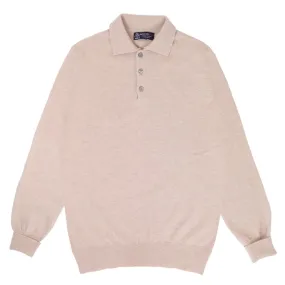 Linen Oban 3 button 2ply Cashmere Polo Sweater