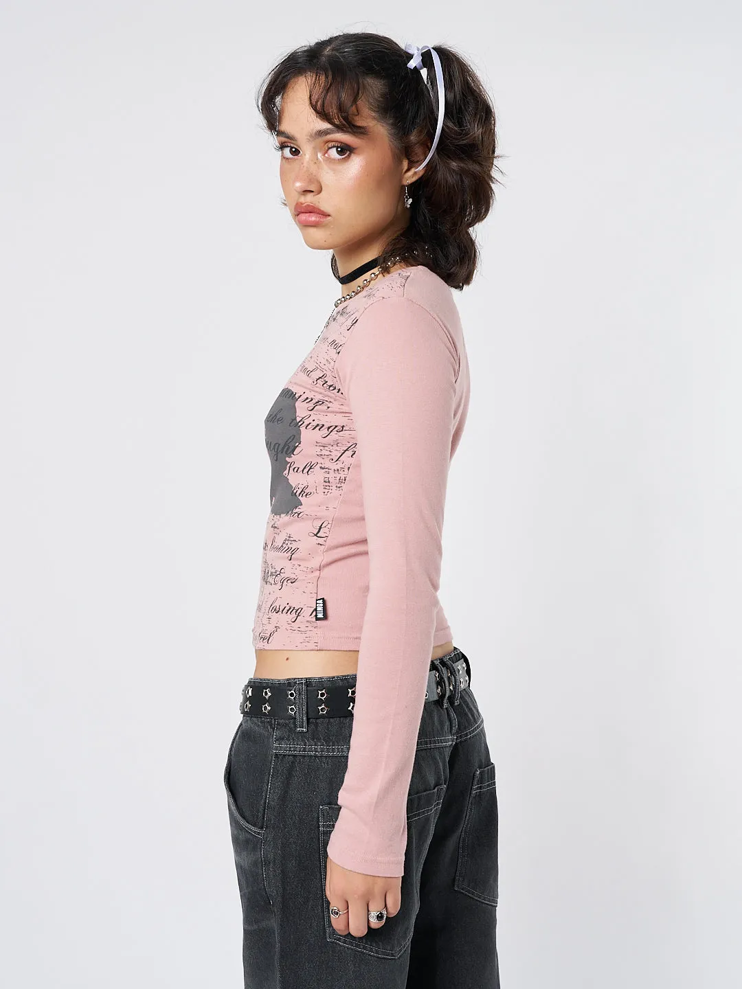 Lost Rose Pale Pink Graphic Top