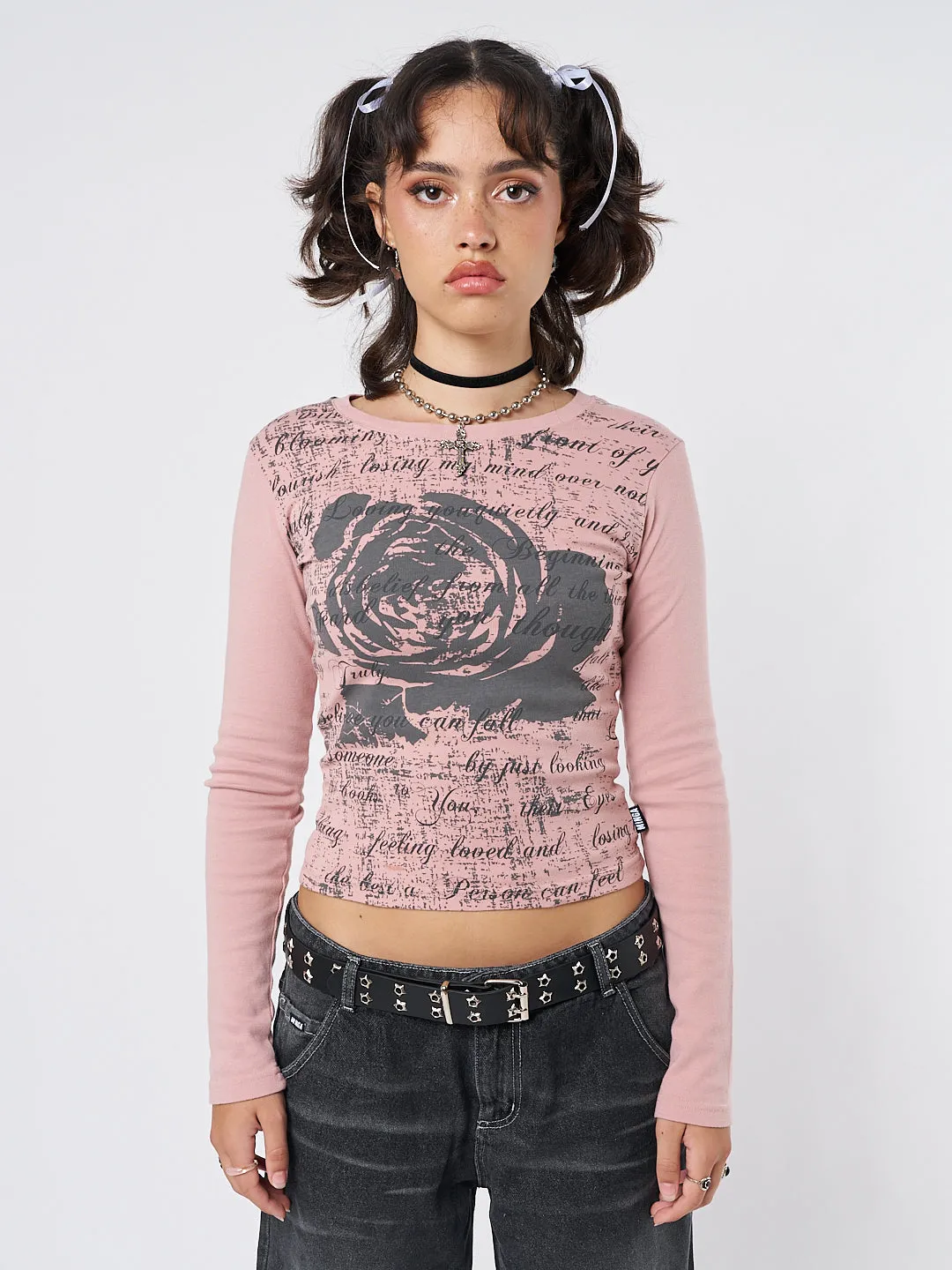 Lost Rose Pale Pink Graphic Top