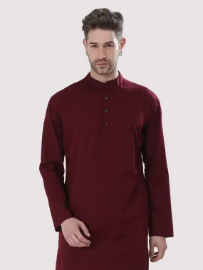 Maroon Solid Kurta Men's Plus Size