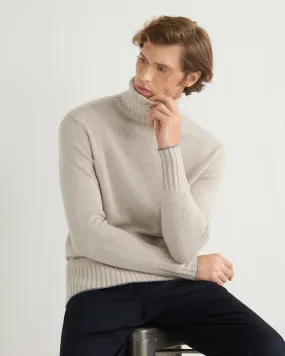 Men's Brompton Turtle Neck Cashmere Sweater Pebble Grey