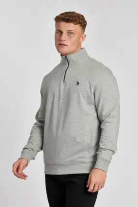 Mens Funnel Neck Quarter Zip Sweatshirt in Vintage Grey Heather