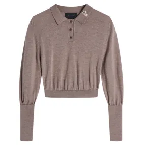 Merino Silk Knit Polo Sweater