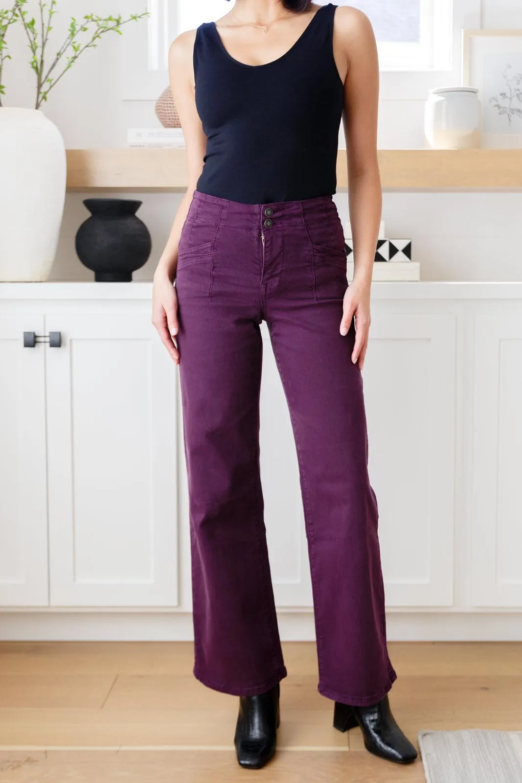 Mica Denim Plum High Rise Wide Leg Jeans