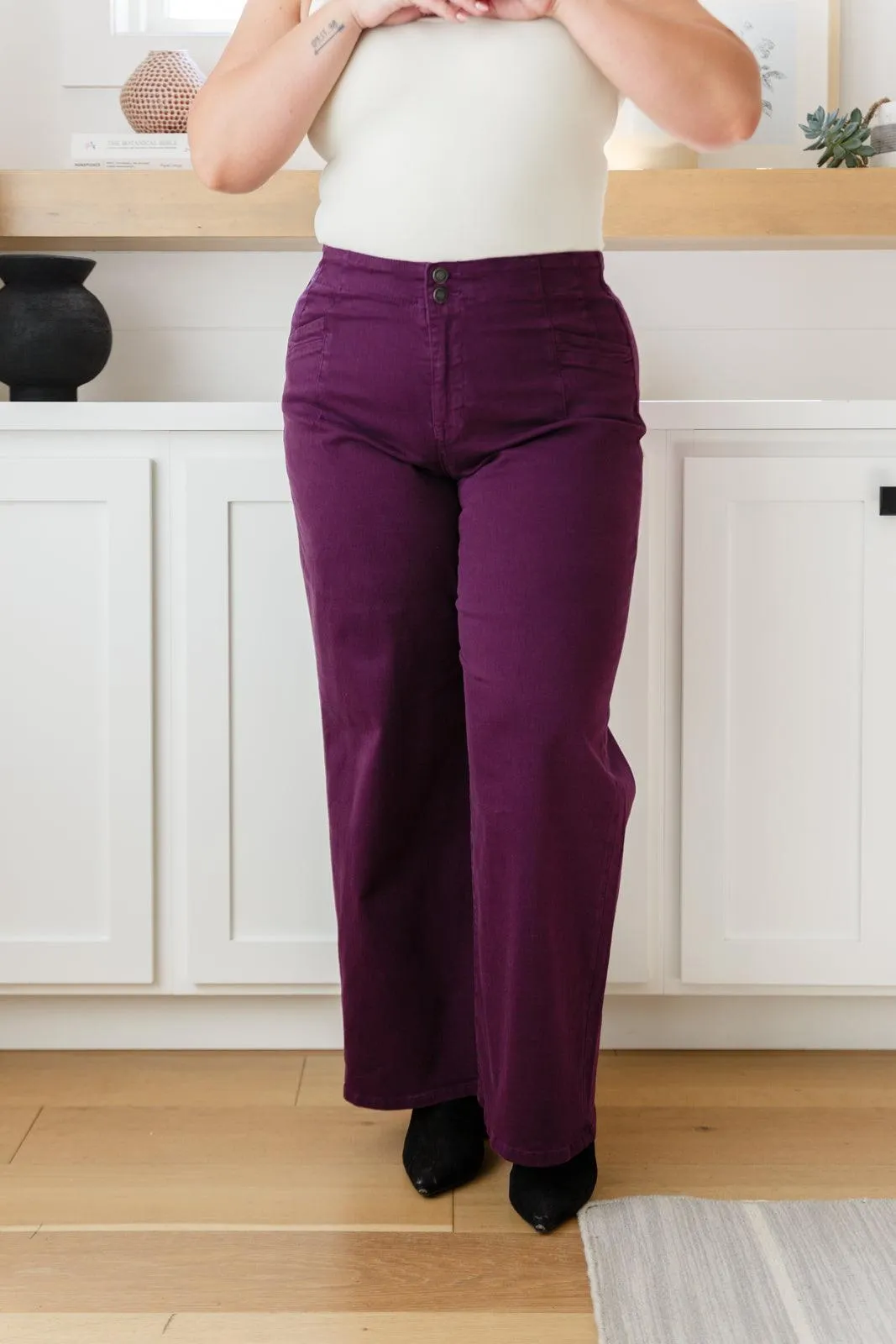 Mica Denim Plum High Rise Wide Leg Jeans