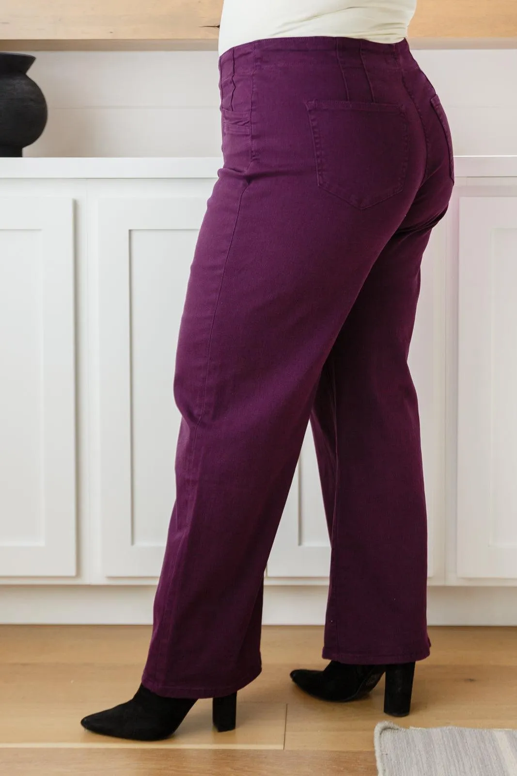 Mica Denim Plum High Rise Wide Leg Jeans