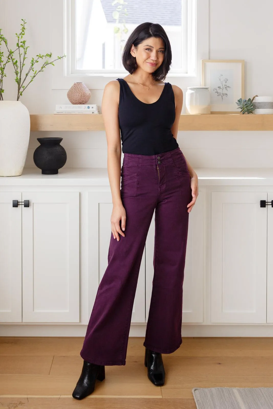 Mica Denim Plum High Rise Wide Leg Jeans