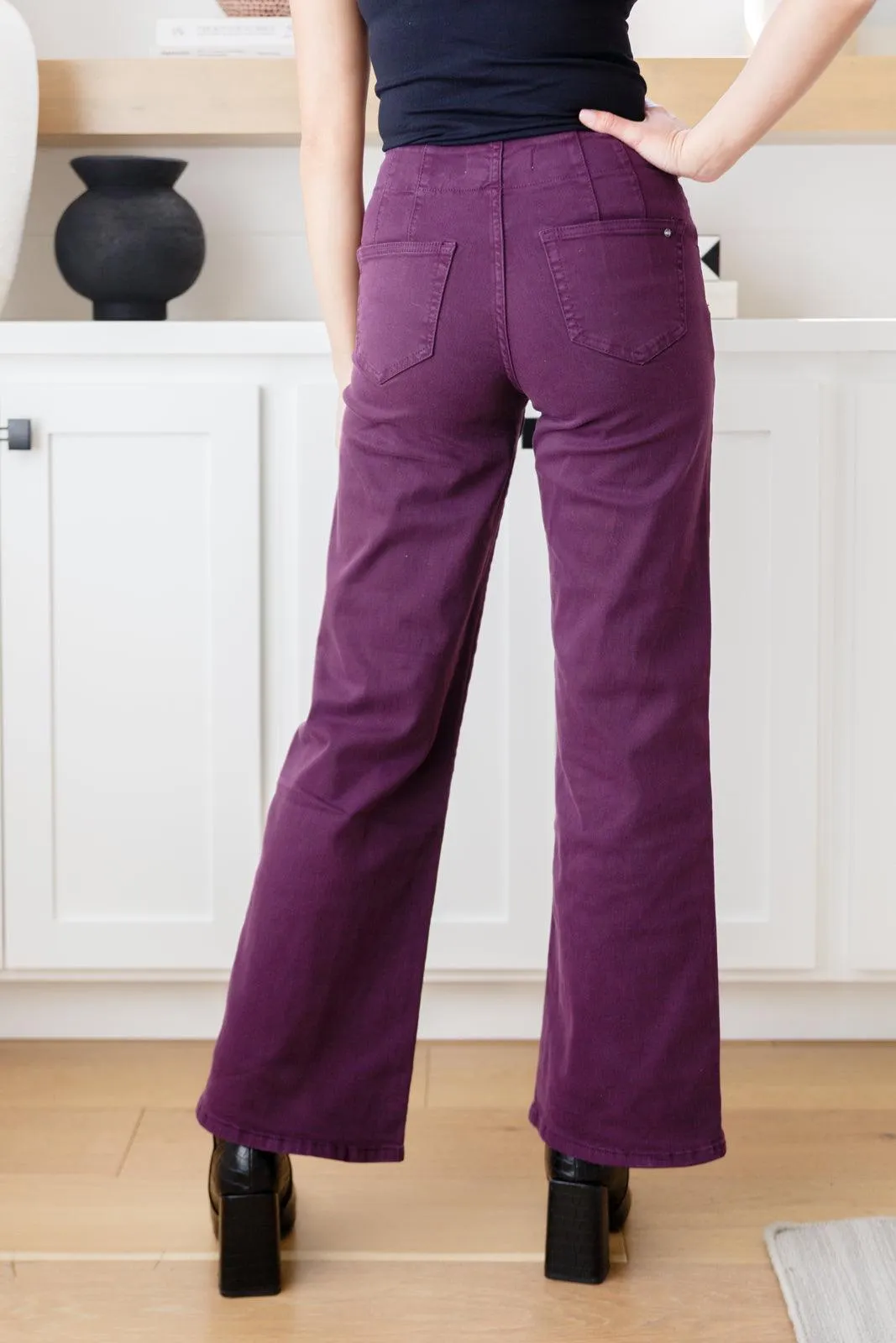 Mica Denim Plum High Rise Wide Leg Jeans