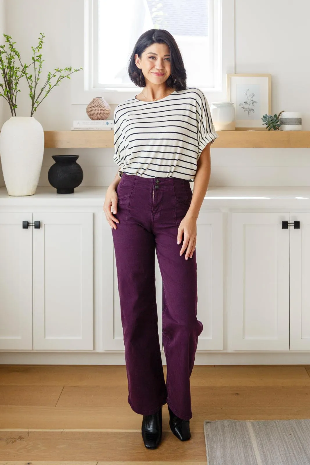 Mica Denim Plum High Rise Wide Leg Jeans