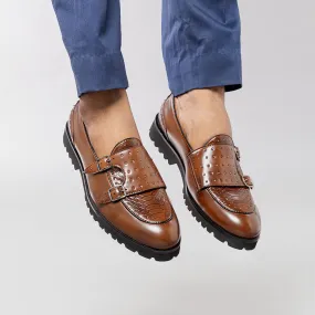 monk strap slip-ons- Brown