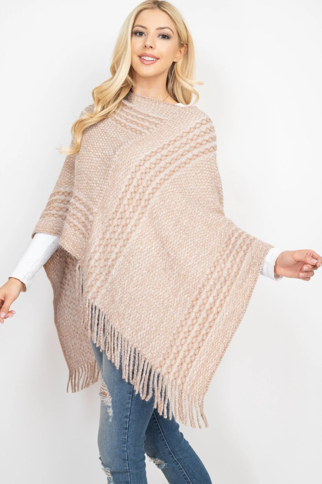 MS0197 June Knit Fringe Poncho