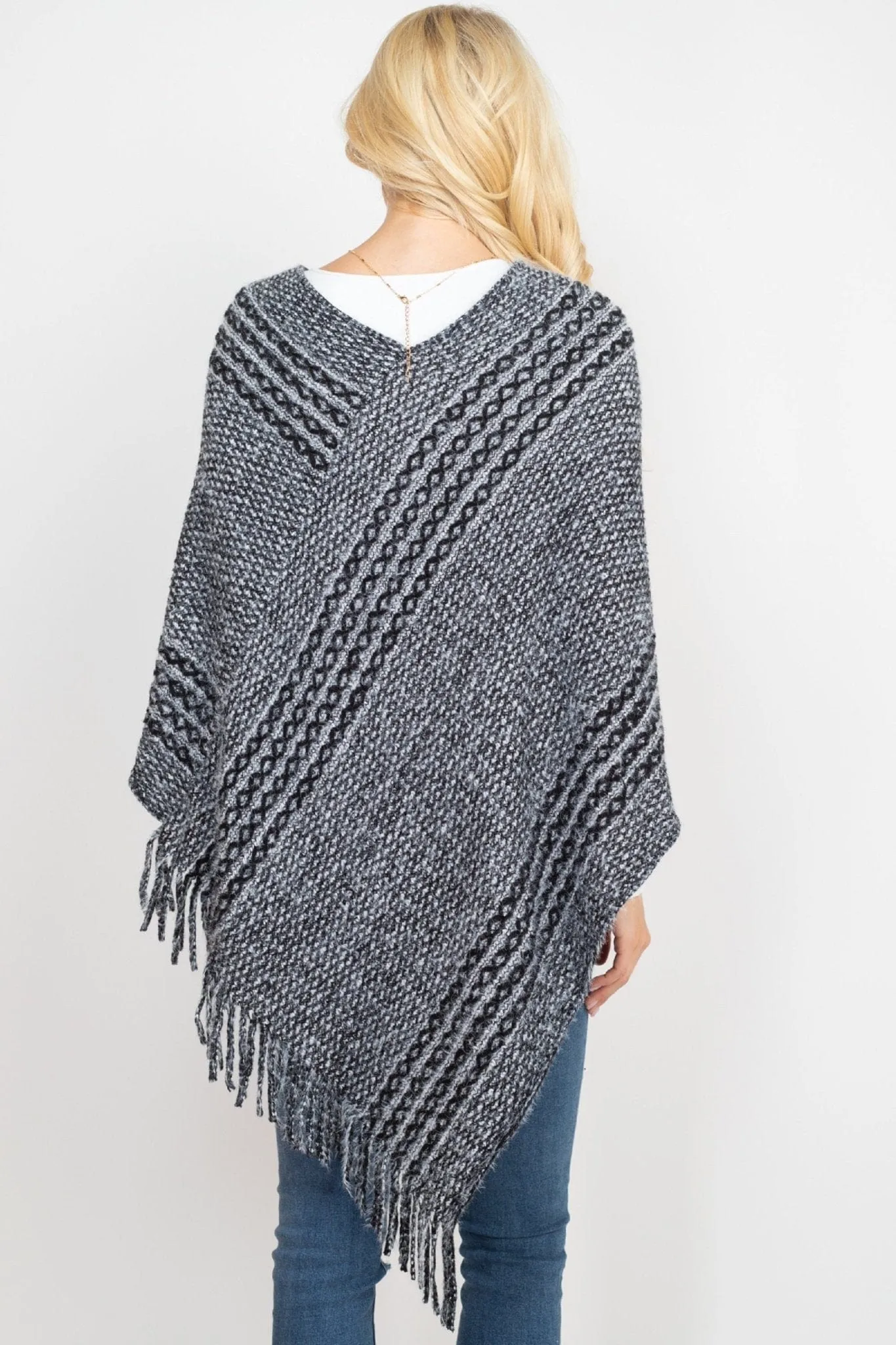 MS0197 June Knit Fringe Poncho