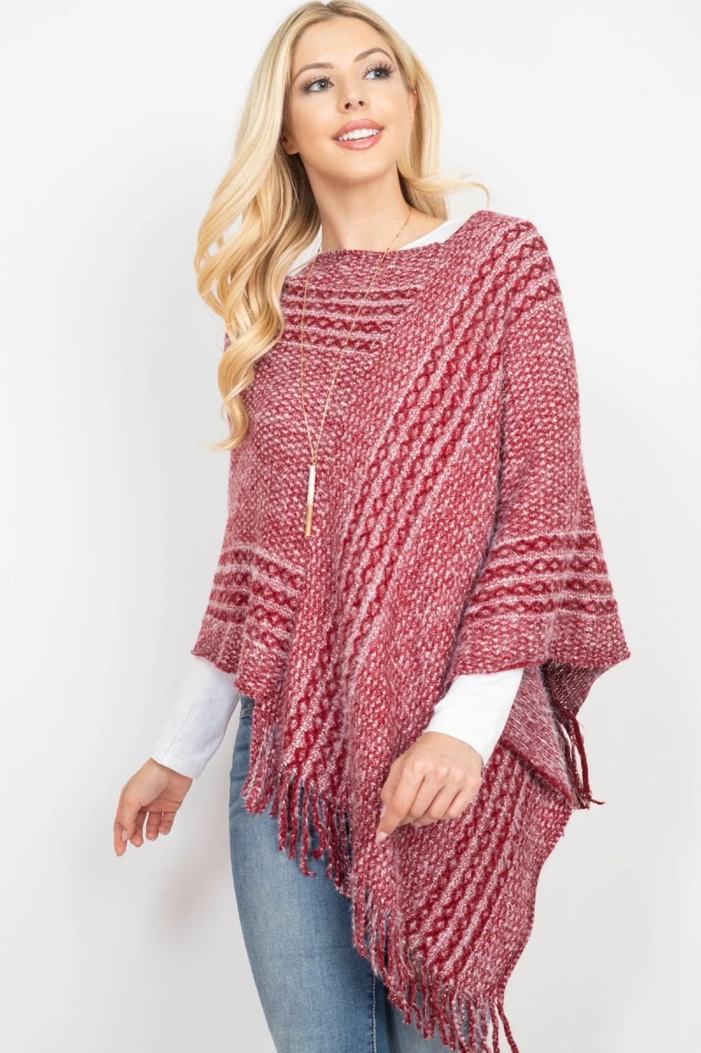 MS0197 June Knit Fringe Poncho