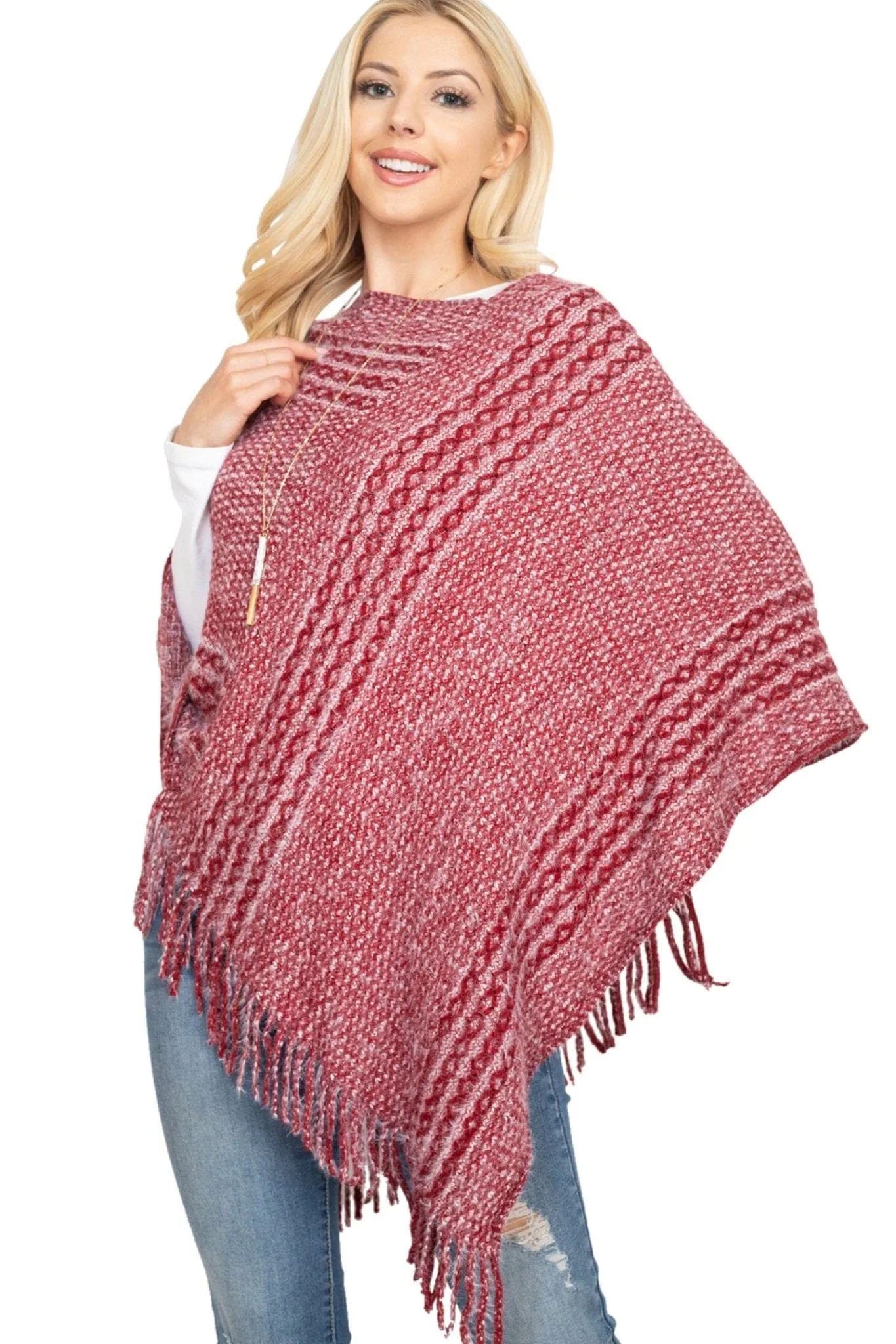 MS0197 June Knit Fringe Poncho