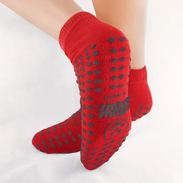 Non Skid Socks, Adult, Double Sided, Risk Alert Red