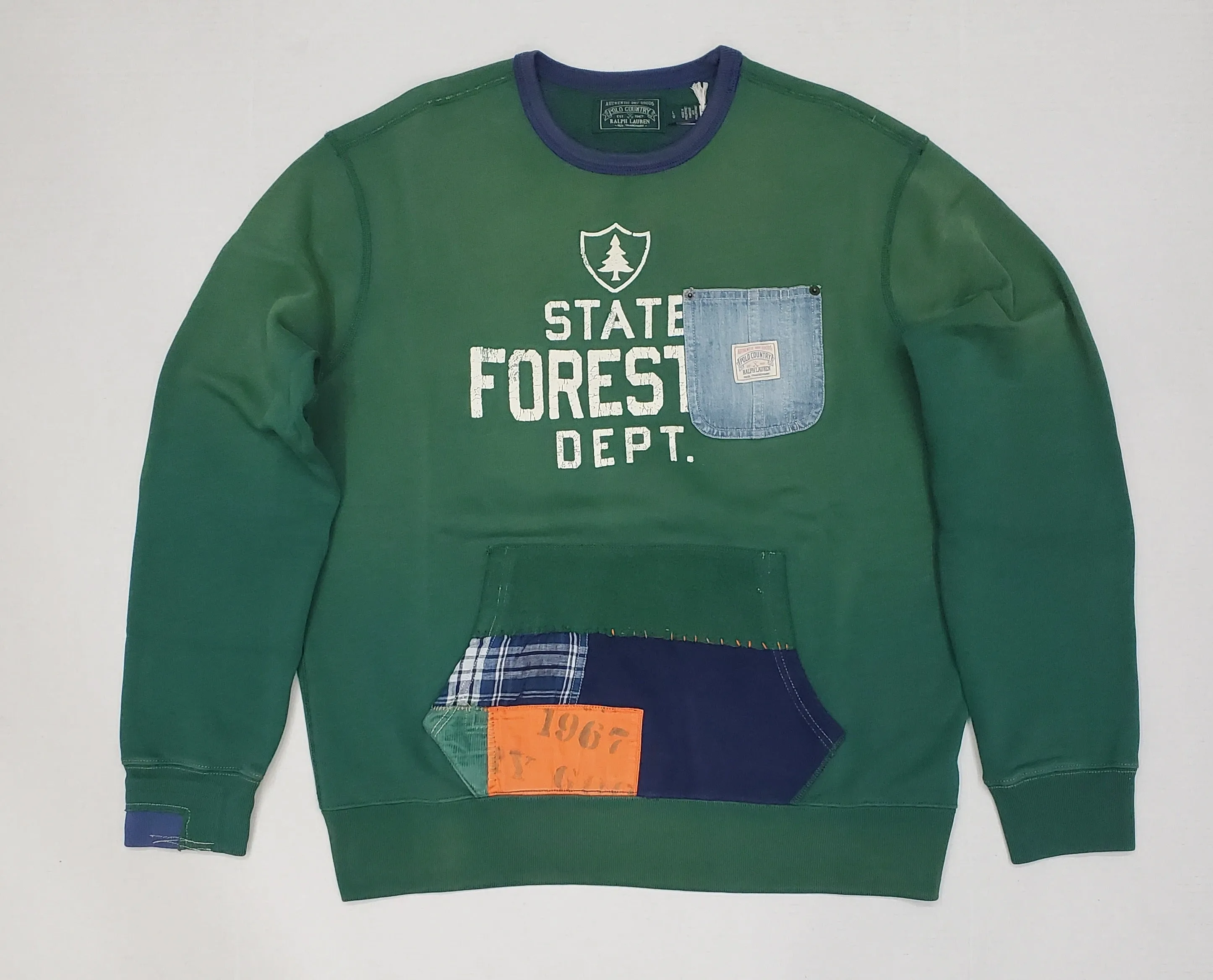 Nwt Polo Country Ralph Lauren State Forestry Patchwork Fleece Sweatshirt