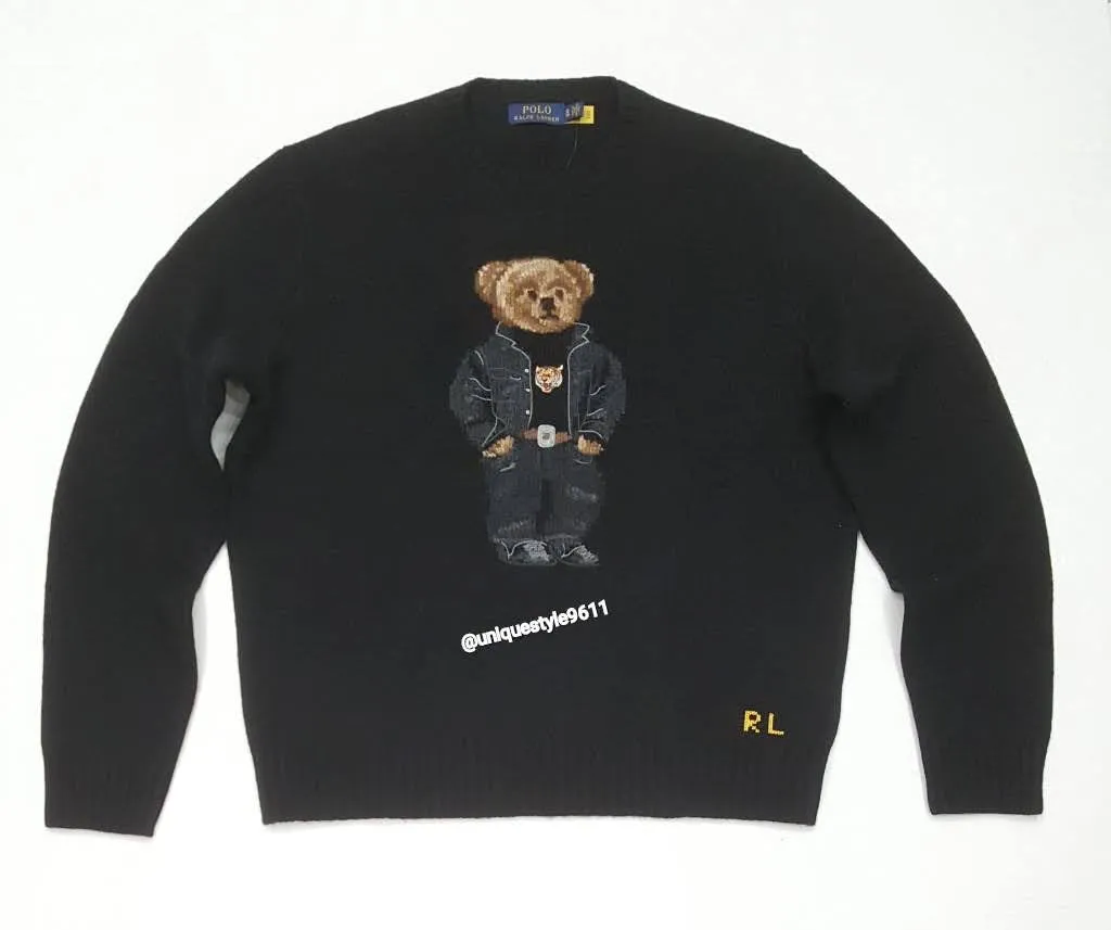 Nwt Polo Ralph Lauren Black Lunar Teddy Bear Sweater