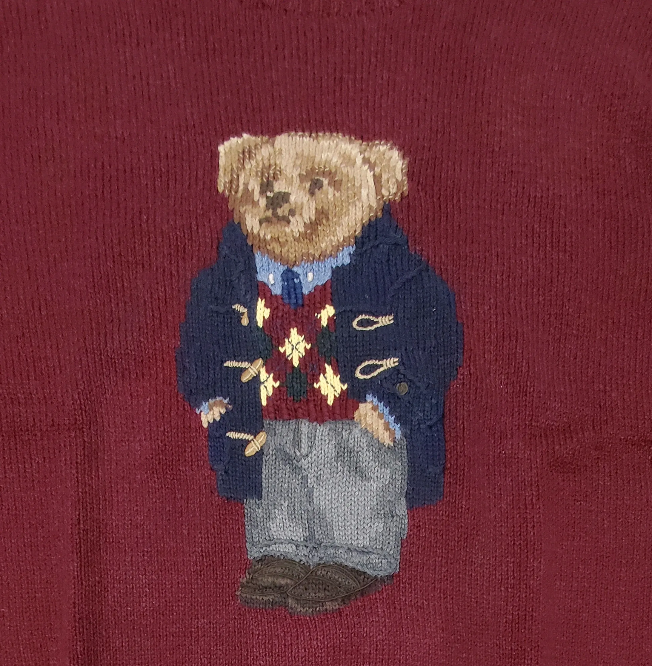 NWT Polo Ralph Lauren Burgundy Prep Teddy bear sweater