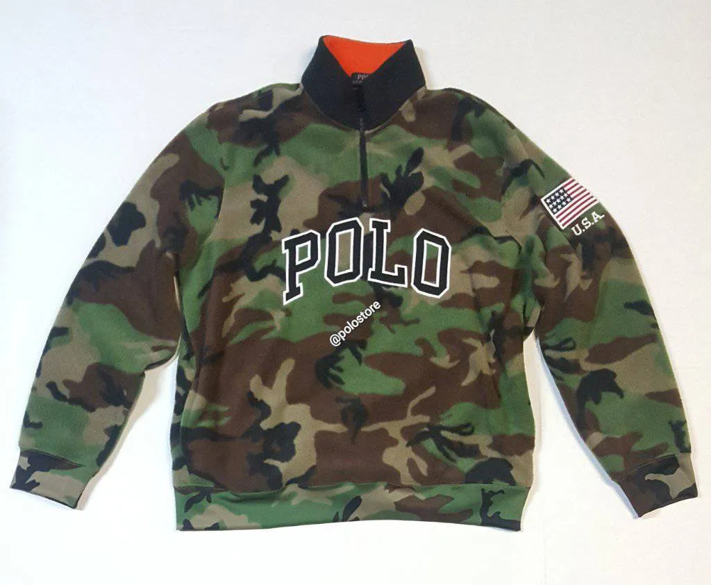 Nwt Polo Ralph Lauren Camo Polo Usa Half Zip Fleece Sweatshirt