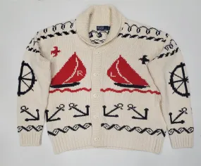 Nwt Polo Ralph Lauren Cream Sailboat Cardigan