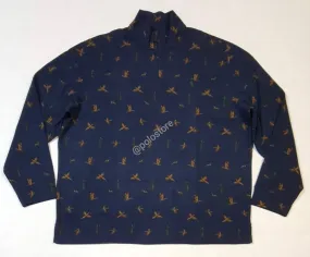 Nwt Polo Ralph Lauren Navy Mallards Print Qtr Zip Pullover Sweater