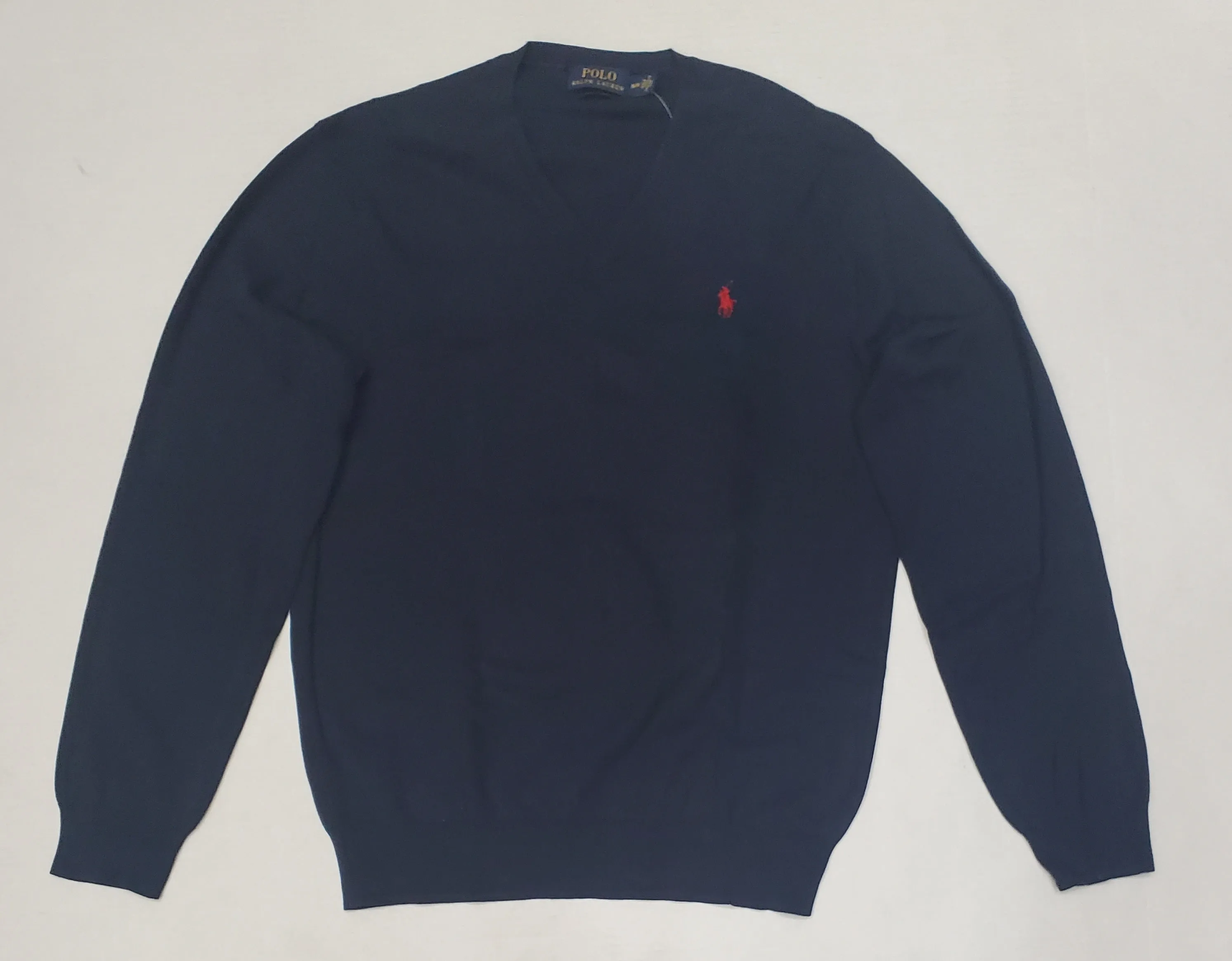 Nwt Polo Ralph Lauren Navy w/Red Horse V-Neck Cotton Sweater