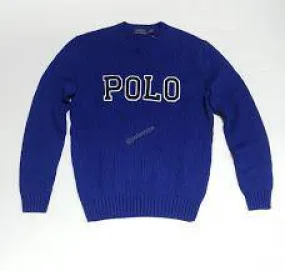 Nwt Polo Ralph Lauren Royal Blue Spellout Patch Sweater