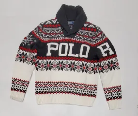 Nwt Polo Ralph Lauren Spellout Shawlneck Sweater