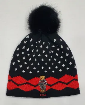 Nwt Polo Ralph Lauren Womens Black/Red Sweater Bear Skully