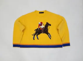 Nwt Polo Ralph Lauren Women's Yellow Polo Player Cropped Sweater