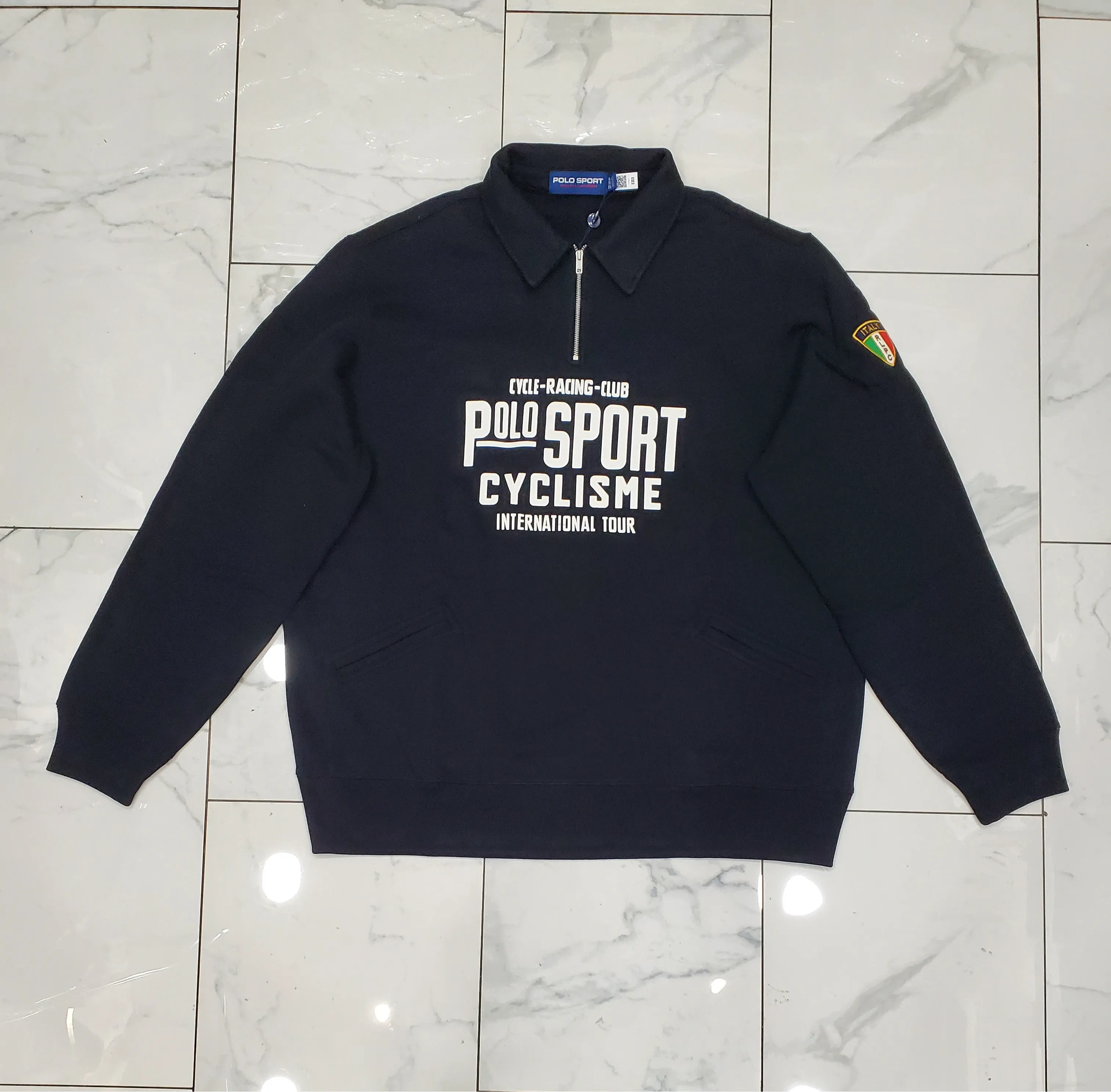 Nwt Polo Sport Black Cyclisme International Tour Italy RLPC Half Zip Sweatshirt