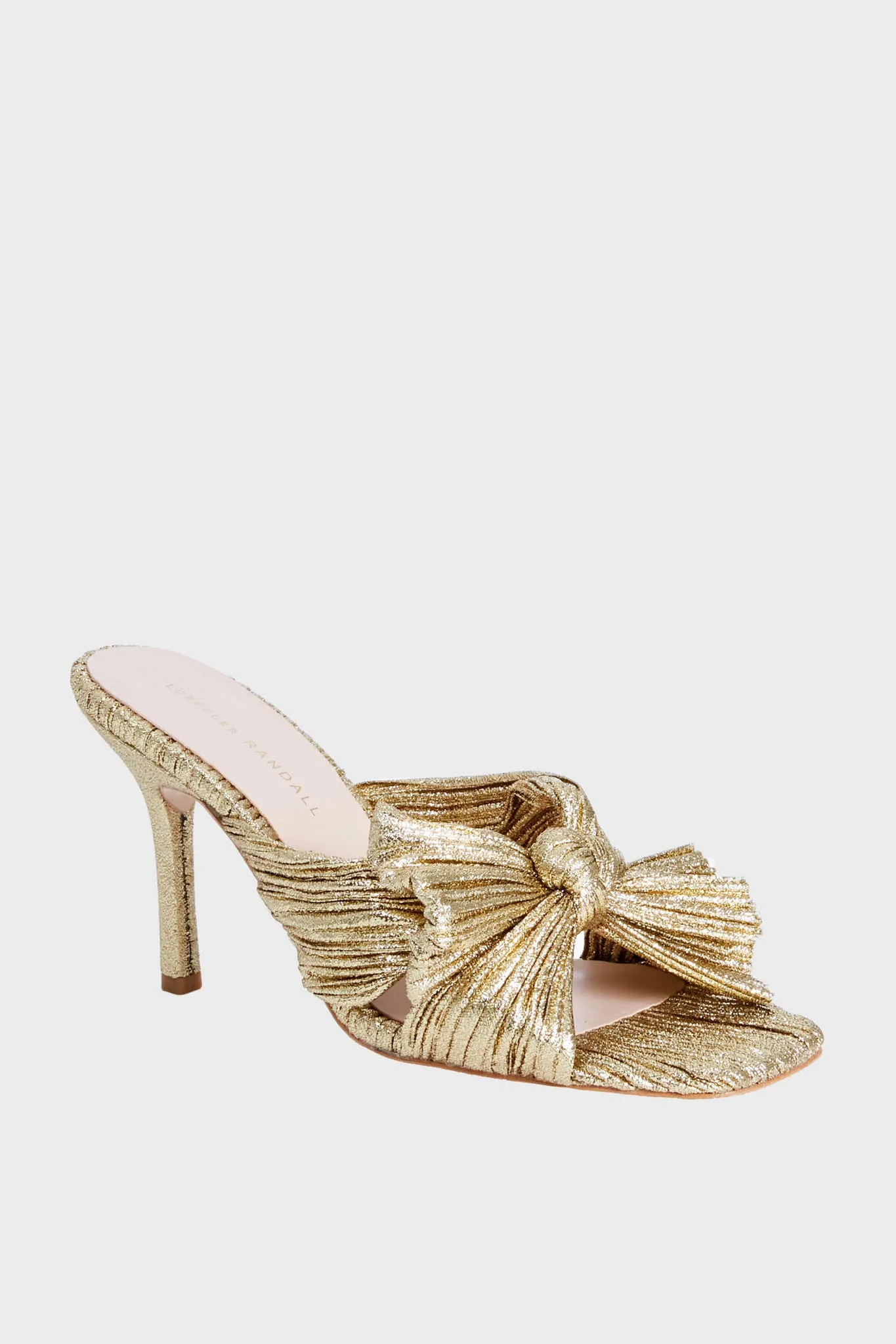 Oro Lame Claudia Pleated Skinny Heel Mule