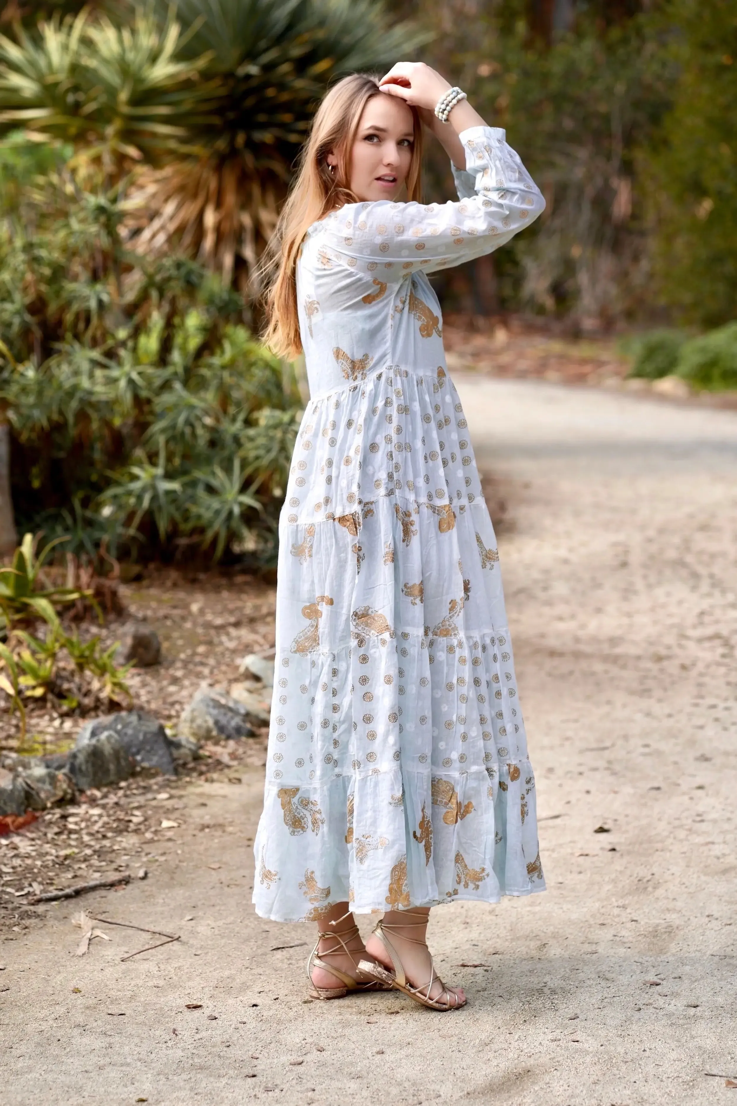 Pamo Tiered Maxi Dress White