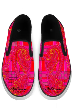 Pink Black Slip On Sneakers