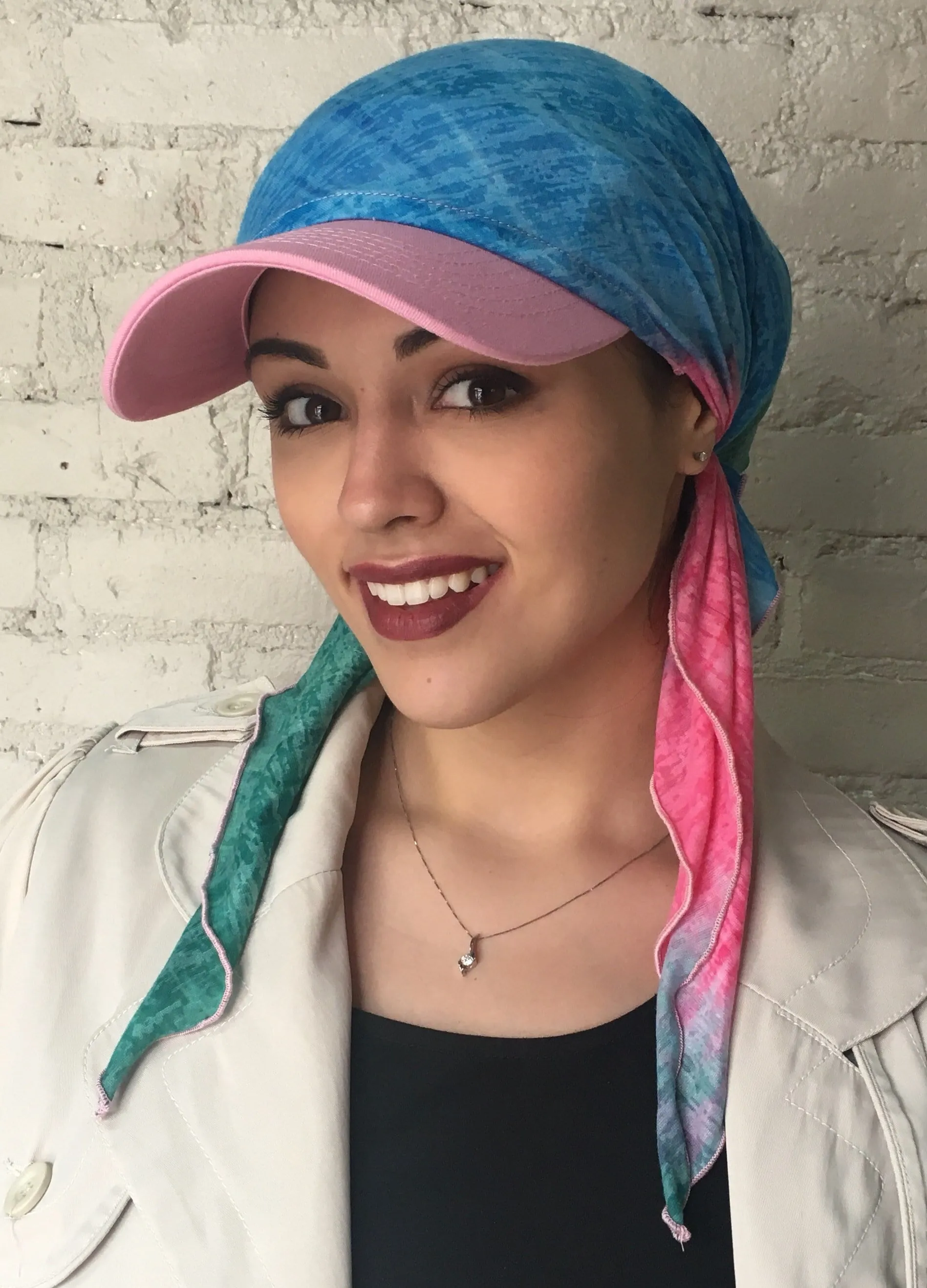 Pink Blue Green Sun Visor Hat To Conceal Hair. Head Scarf Modern Hijab Baseball Cap To Cover Your Hair