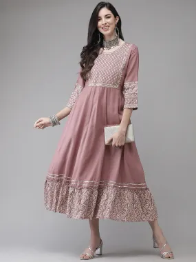 Pink Embroidered Dress