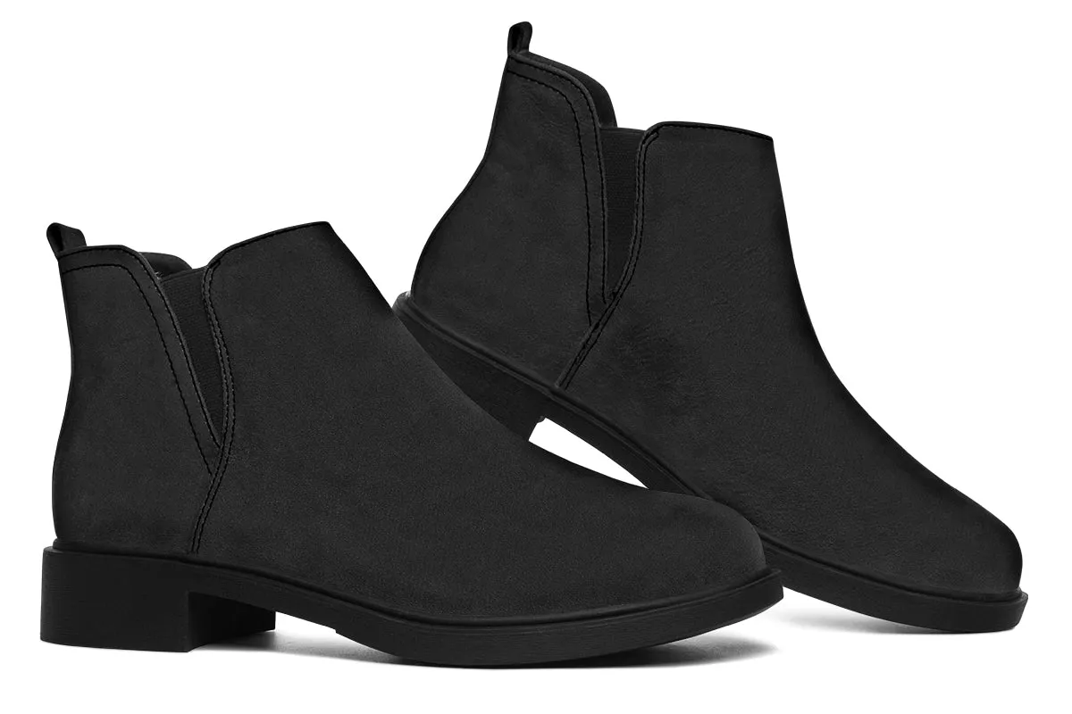 Pitch Black Chelsea Boots - Comfy Slip-On - Soft & Water-Resistant Micro-Suede Vegan Shoes